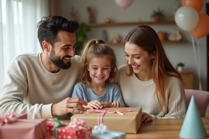 Famille heureuse lors d'un anniversaire à la maison