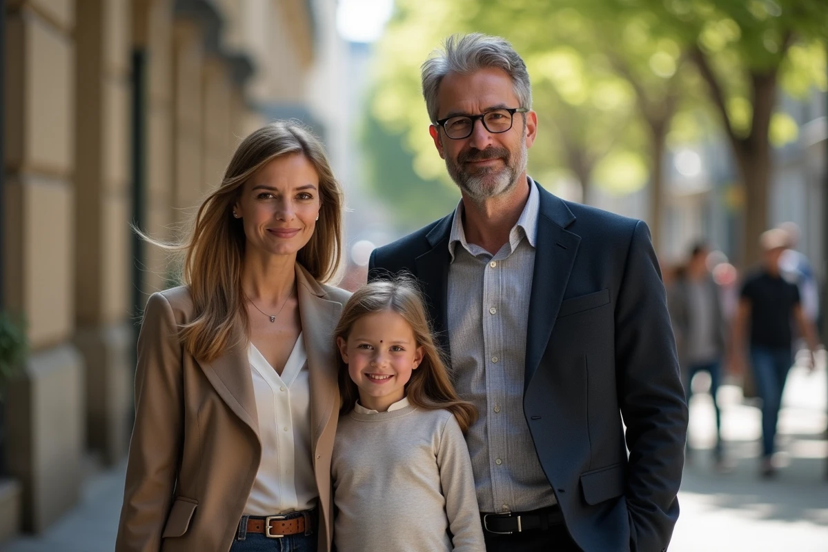 Famille multigeneration dans la rue parisienne