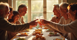 Famille multigenerational heureuse autour d'un dîner chaleureux
