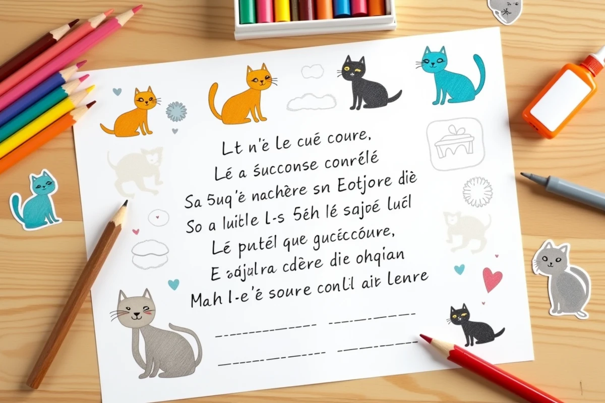 Fiche pédagogique imprimable sur la comptine 3 petits chats pour la maternelle avec illustrations et activités