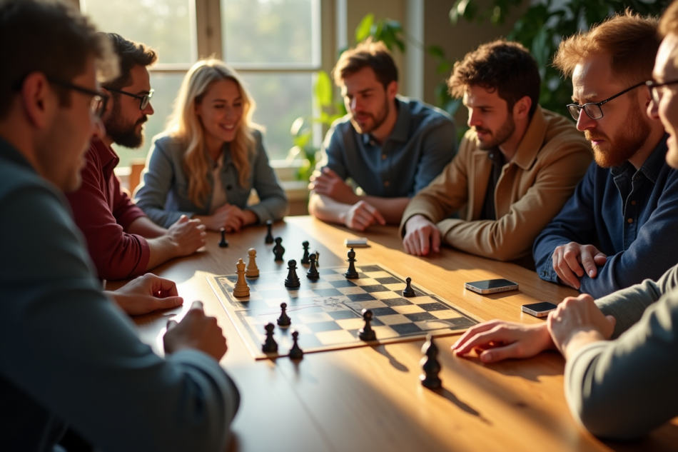Groupe diversifié jouant à des jeux de société en plein jour