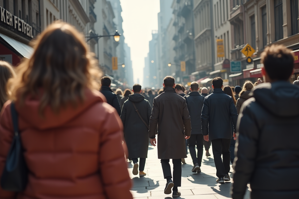 Personnes de différentes cultures dans une rue urbaine animée